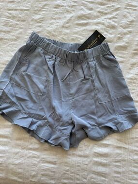Light Blue Ruffle-Hem Women's Skort with Elastic Waist